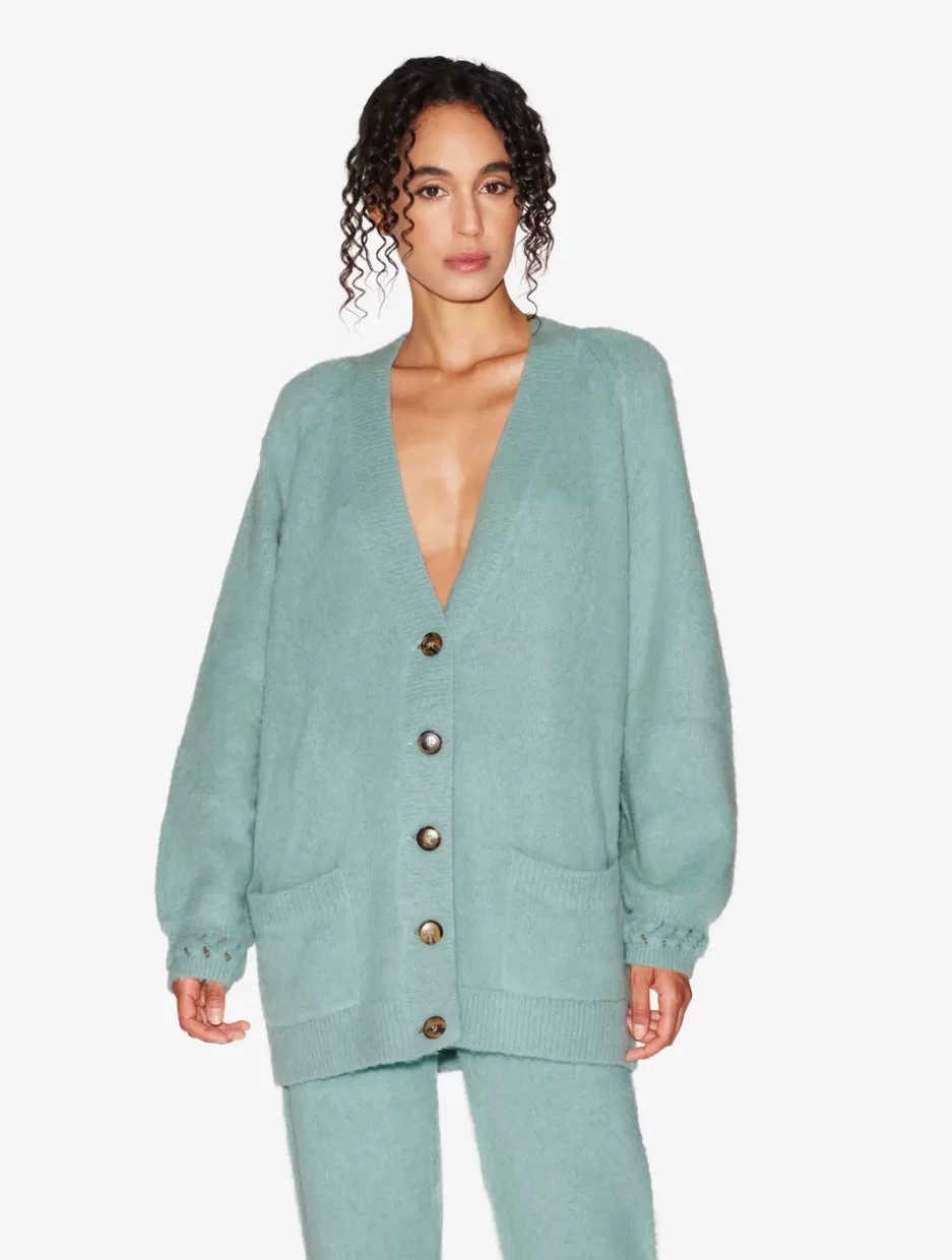 Loungewear-La Perla Alpaca Blend Cardigan In Almond Green