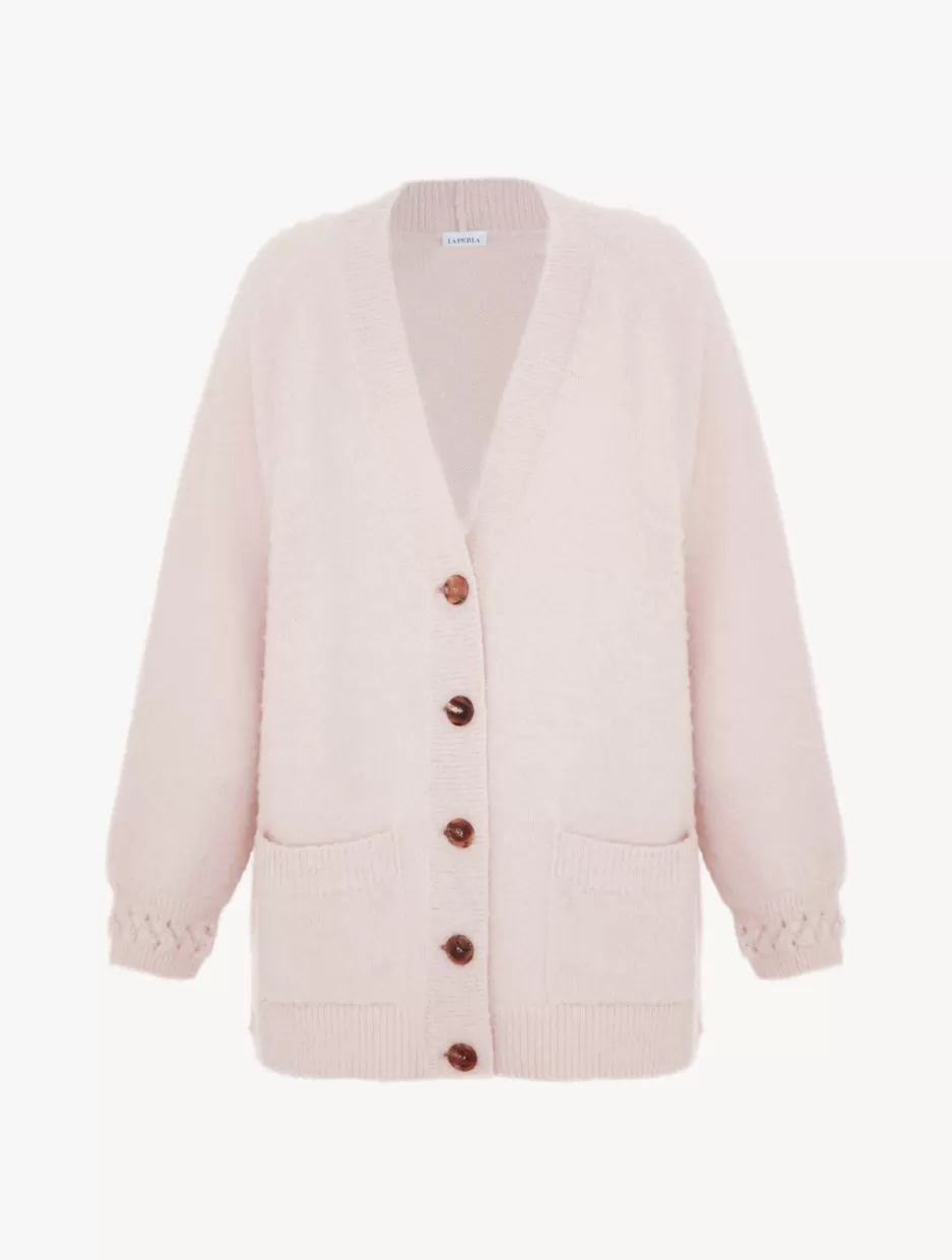 Loungewear-La Perla Alpaca Blend Cardigan In Powder Pink