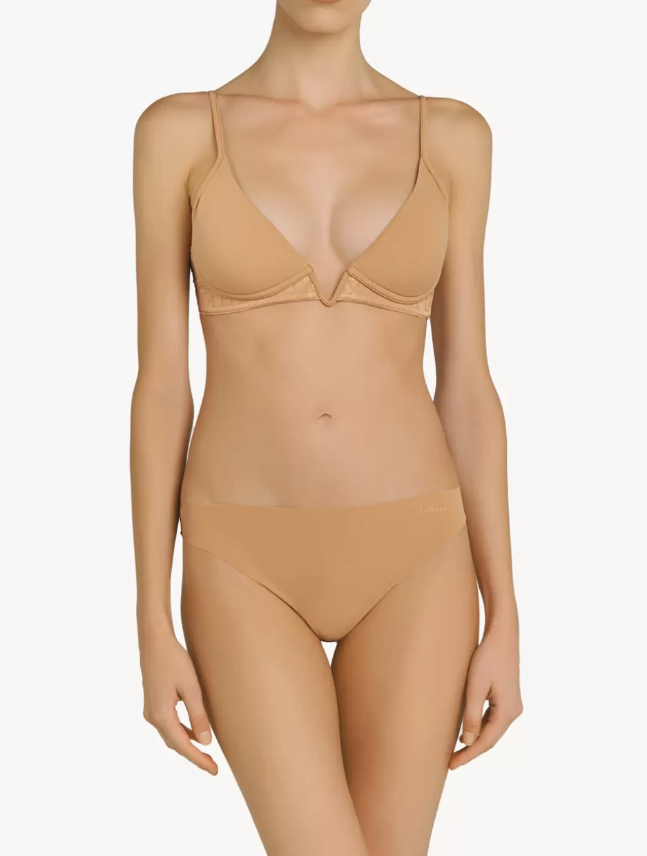 Padded | Push-Up-La Perla Amaretto-coloured Non-wired Padded Triangle V-bra Nude