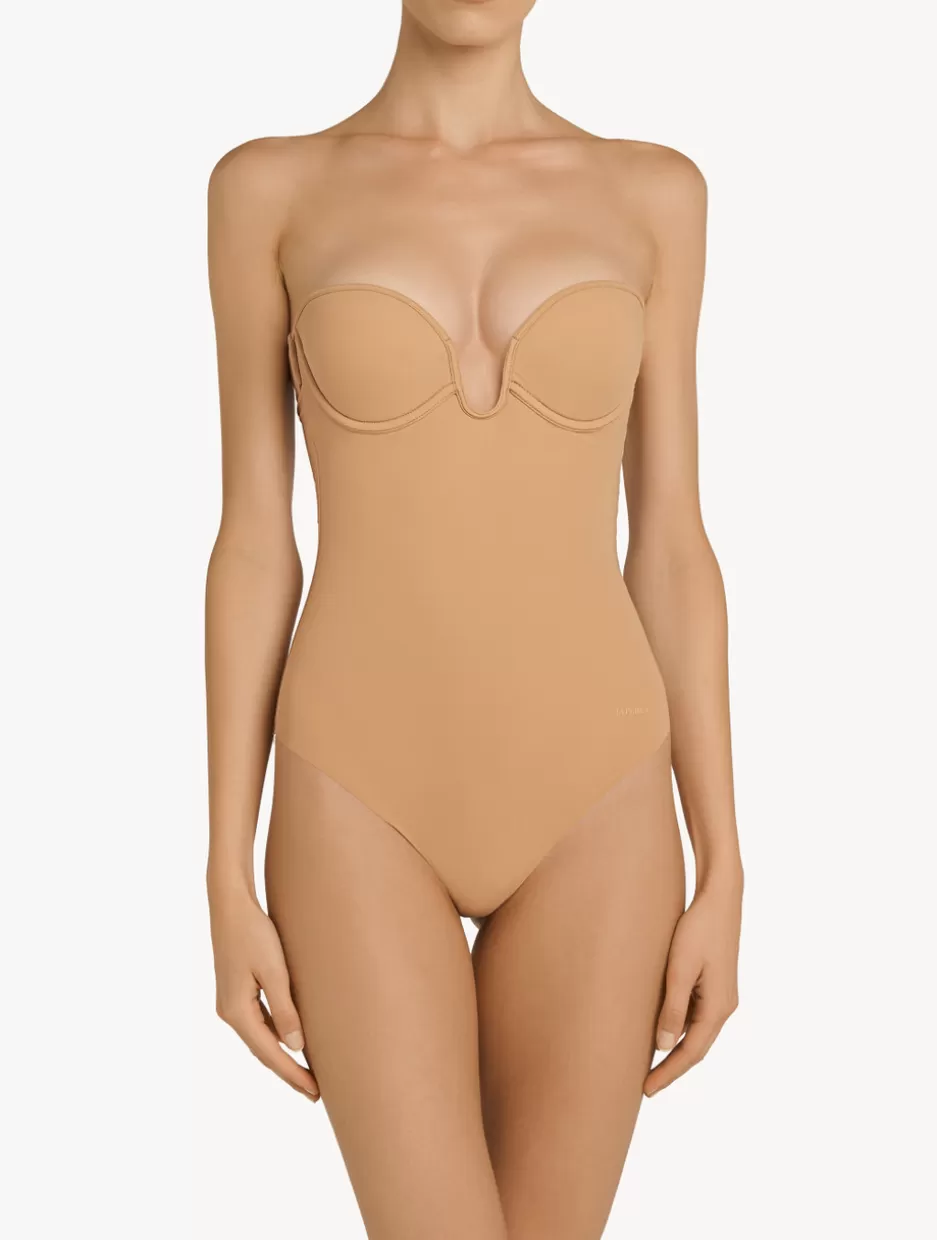 Bodysuits & Bustiers | Shapewear-La Perla Amaretto-coloured Underwired Padded U-bra Bodysuit Nude