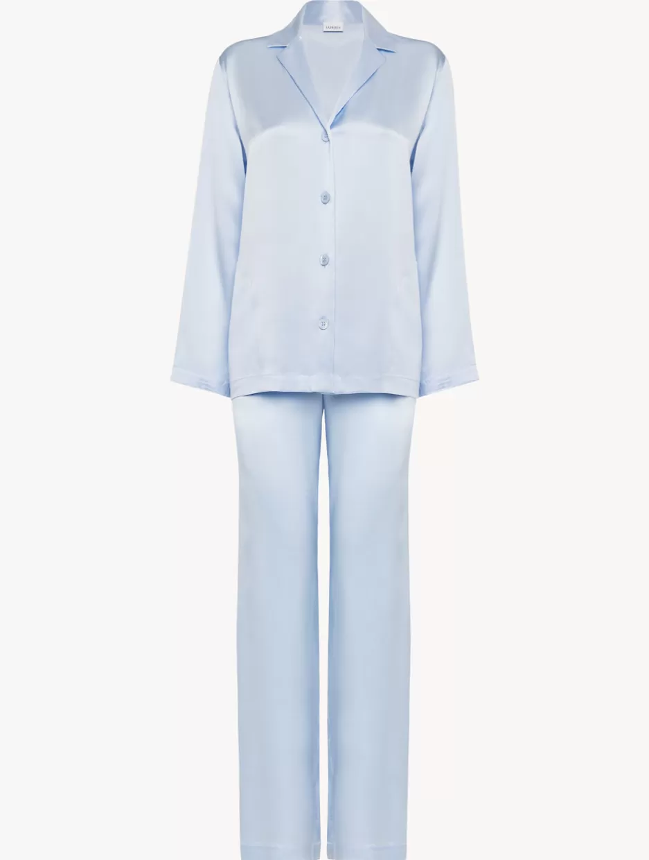 Pajamas | Silk Sleepwear-La Perla Azure Silk Pajama Set LightBlue