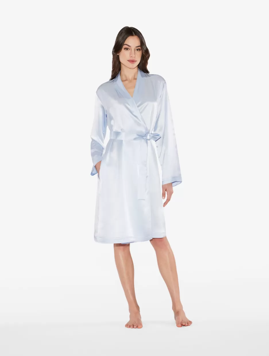 Robes | Silk Sleepwear-La Perla Azure Silk Short Robe LightBlue