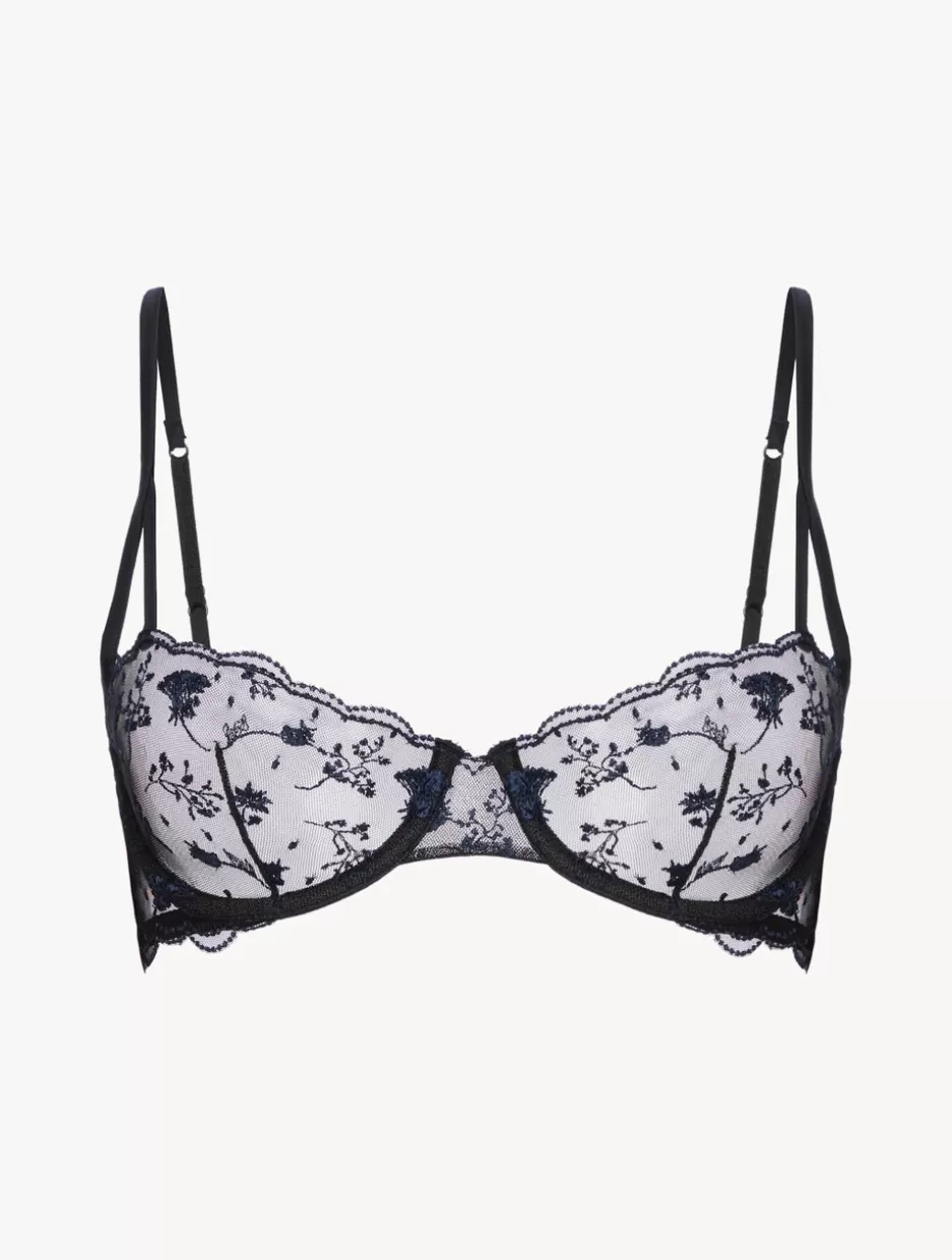 Balconette | Underwired-La Perla Balconette Bra In Onyx With Embroidered Tulle Black