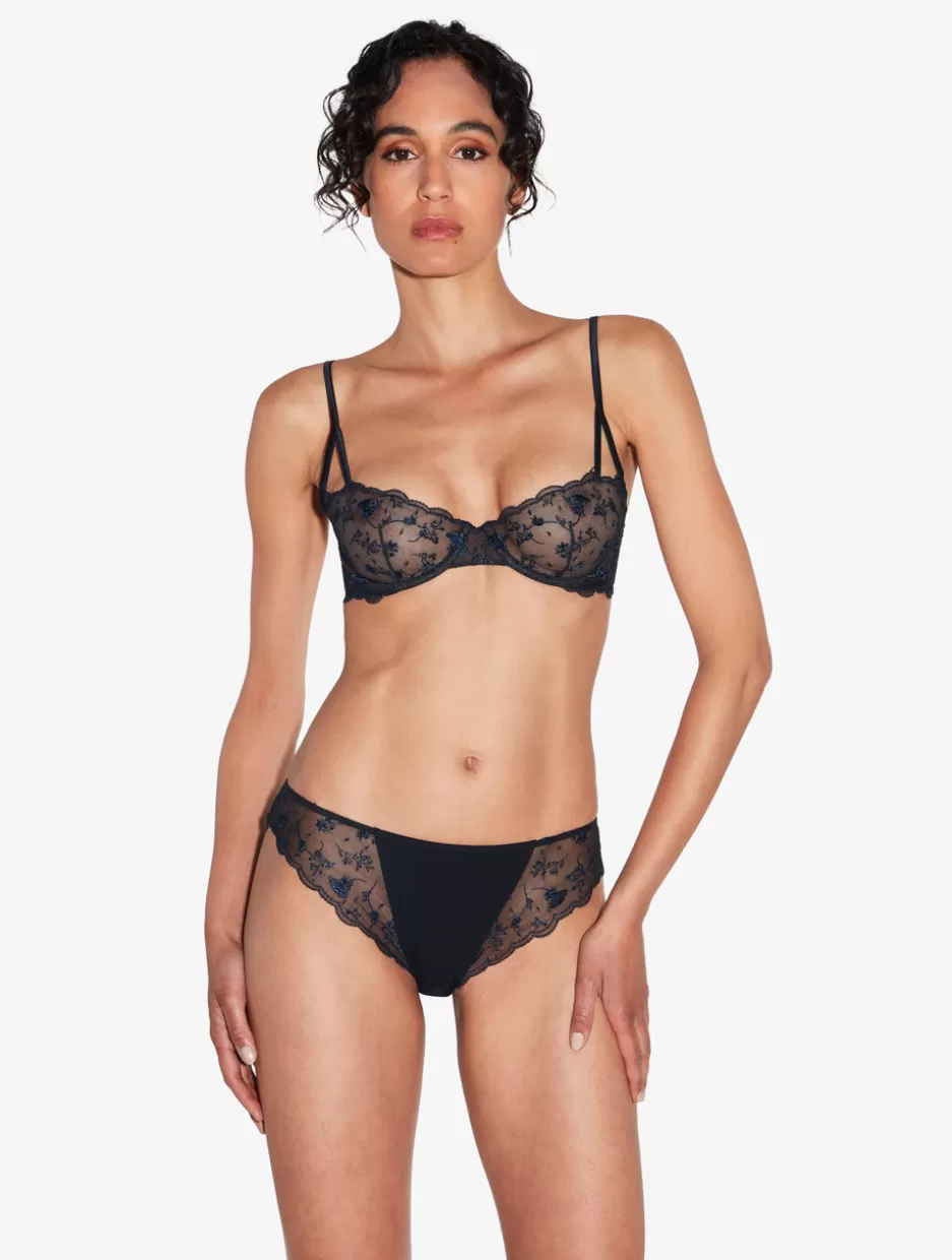 Balconette | Underwired-La Perla Balconette Bra In Onyx With Embroidered Tulle Black