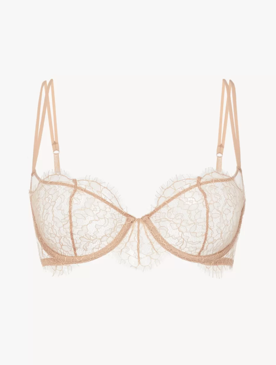 Balconette | Underwired-La Perla Balconette Bra With Lace In Oak Blush Neutral