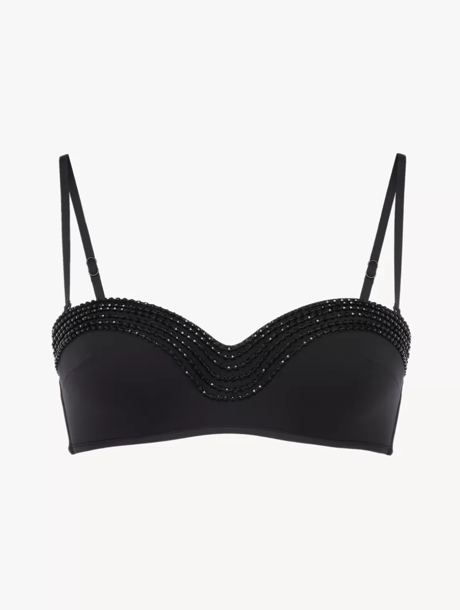 Bikinis-La Perla Bandeau Bikini Top In With Beading Black