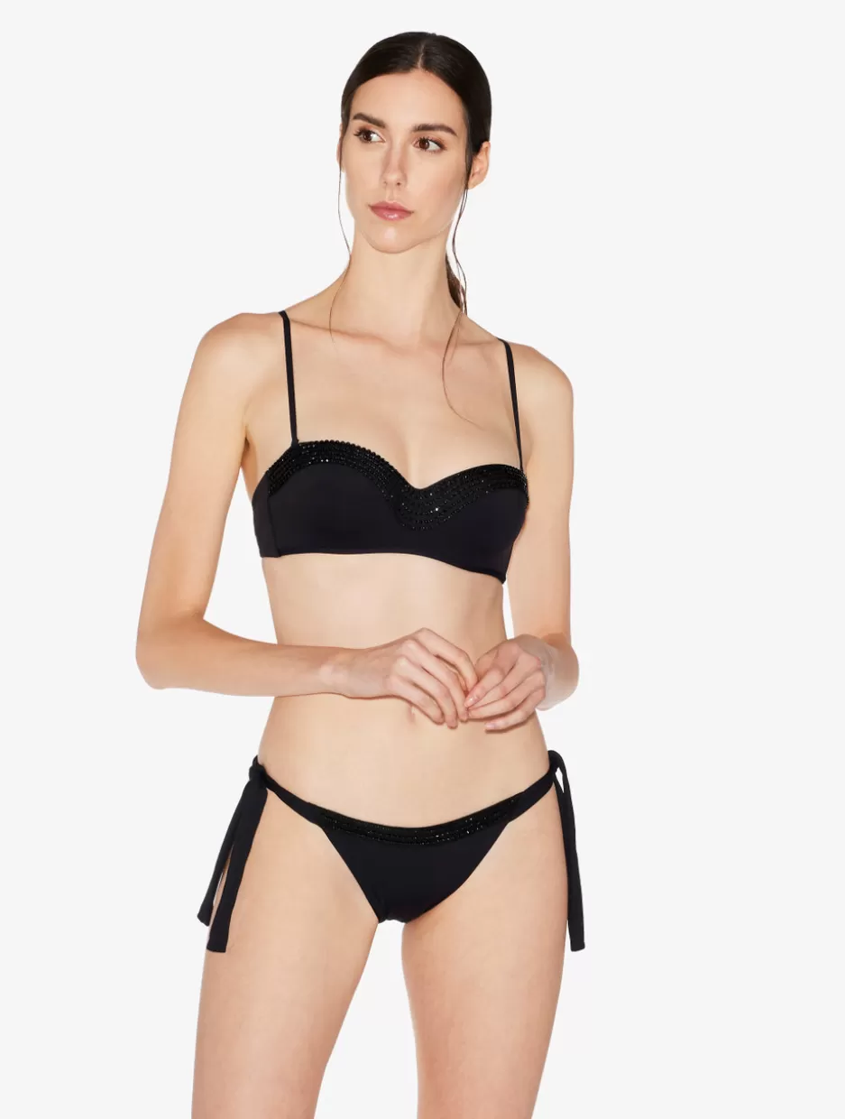 Bikinis-La Perla Bandeau Bikini Top In With Beading Black