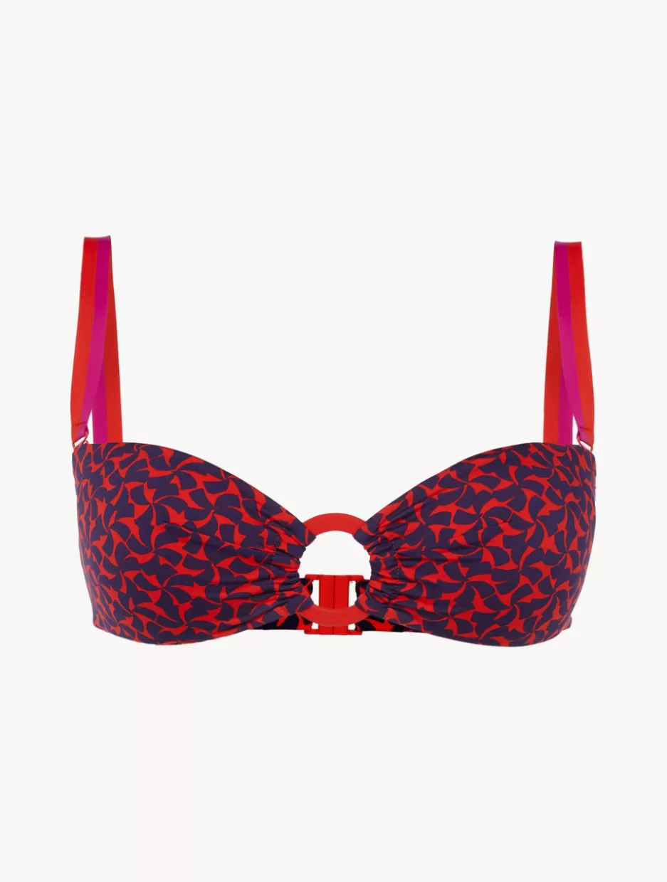 Bikinis-La Perla Bandeau Bikini Top In Red And Blue Red&Blue