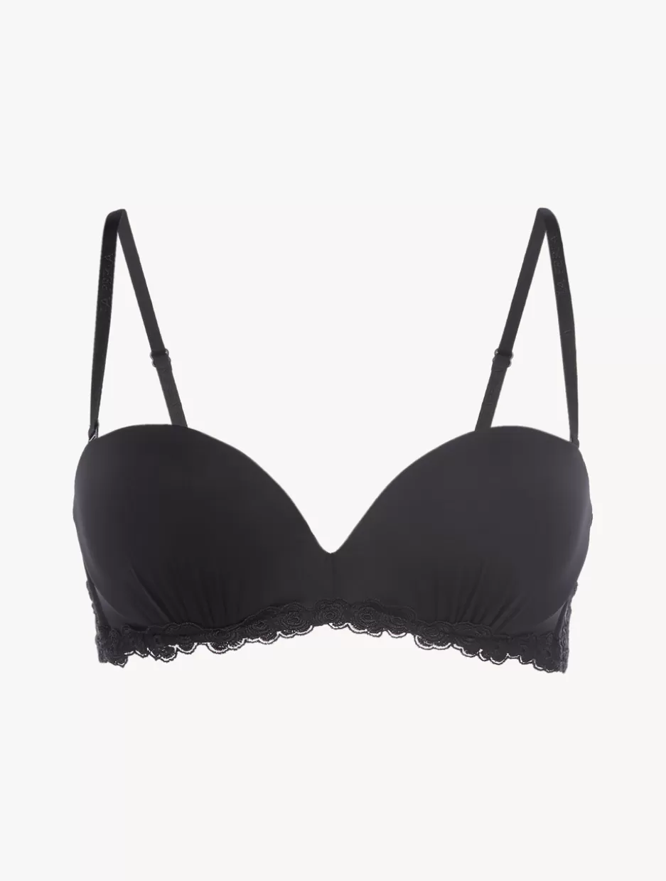 Bandeau | Padded-La Perla Bandeau Bra In Lycra With Embroidered Tulle Black