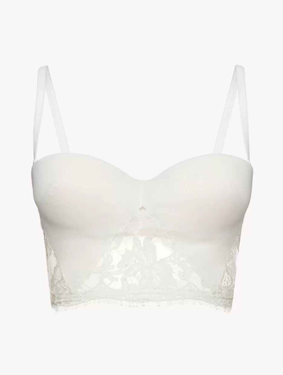 Bandeau | Padded-La Perla Bandeau Bra In Off With Cotton Leavers Lace White