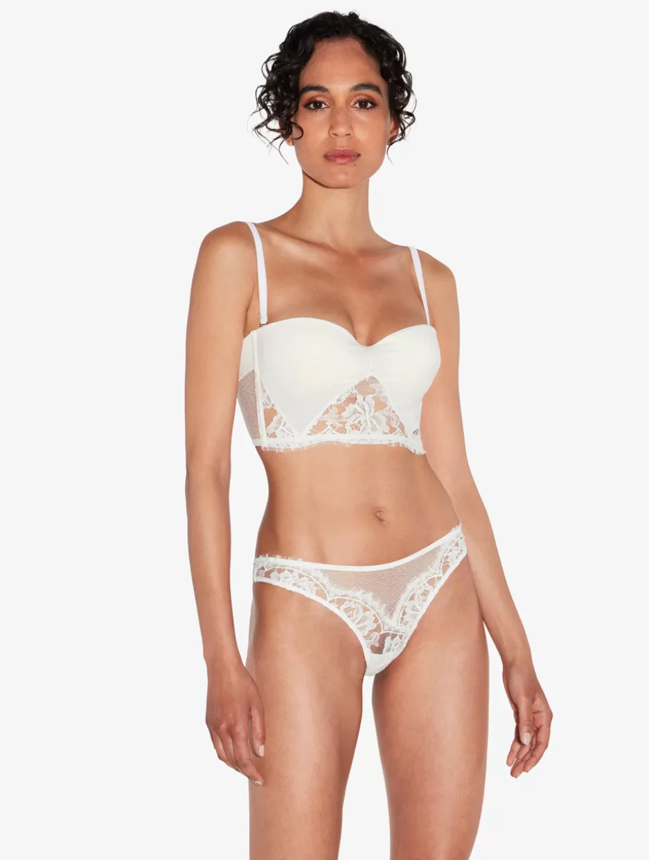 Bandeau | Padded-La Perla Bandeau Bra In Off With Cotton Leavers Lace White