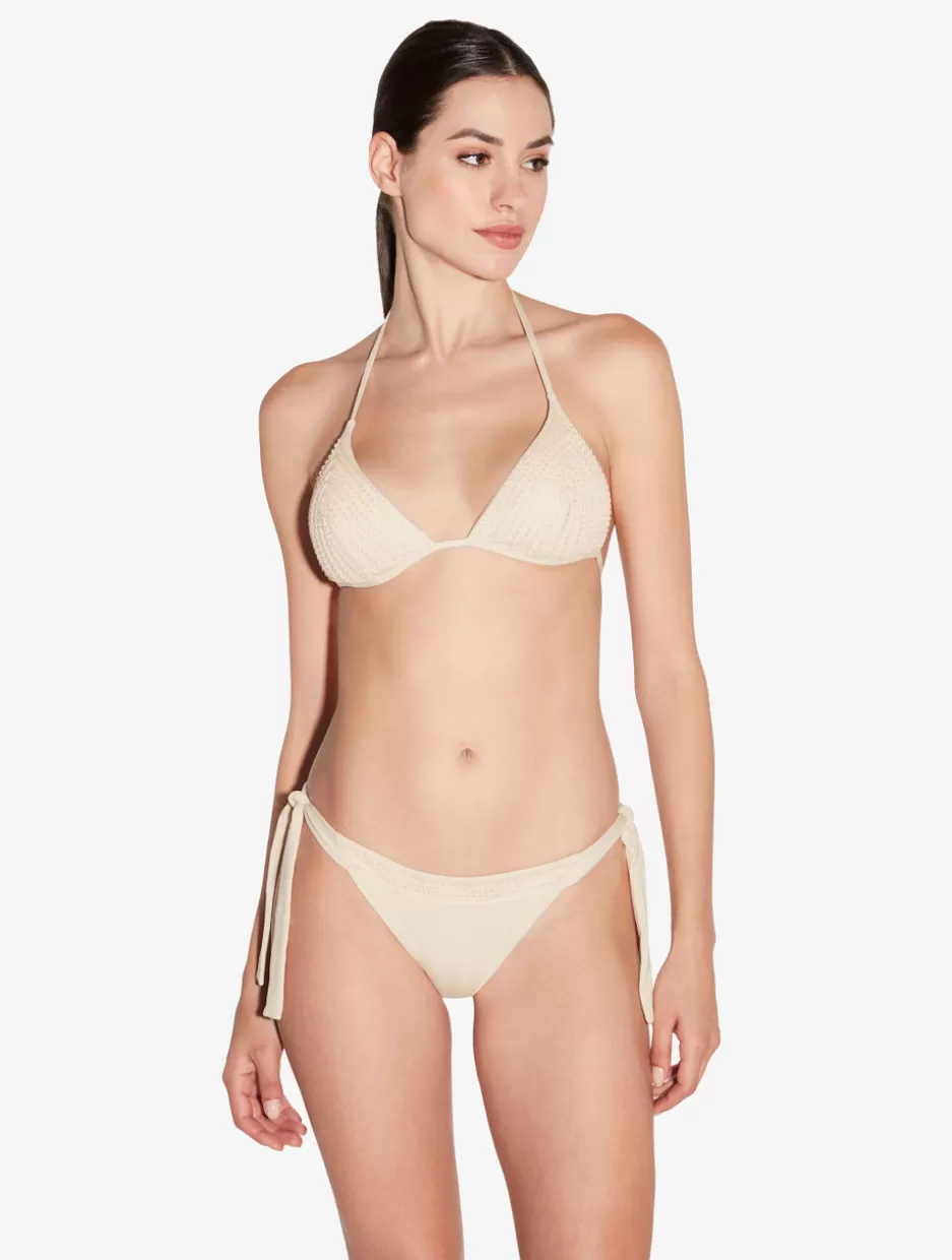 Bikinis-La Perla Bikini Brief In Champagne With Beading Beige