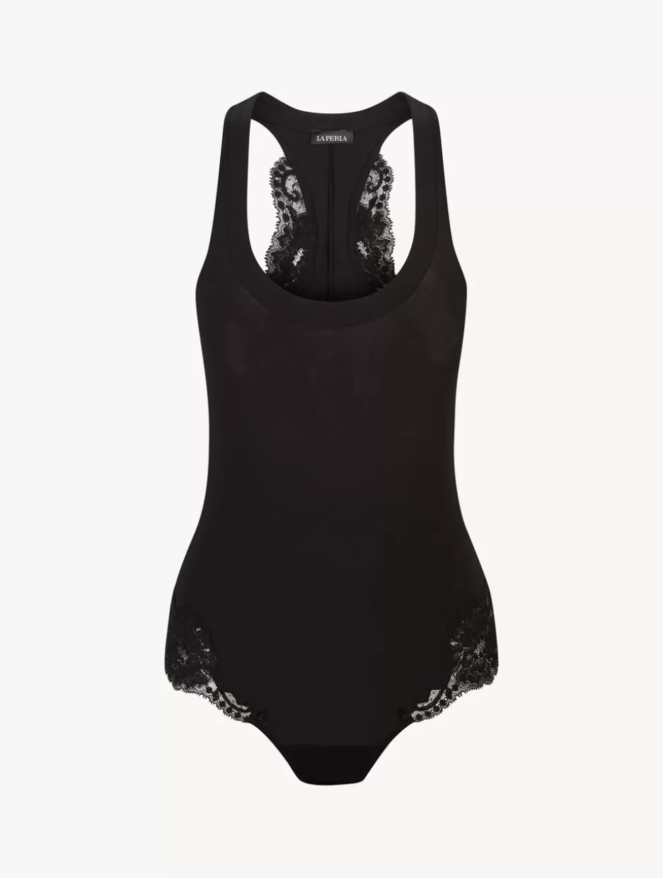 Bodysuits & Bustiers-La Perla Cotton Bodysuit Black