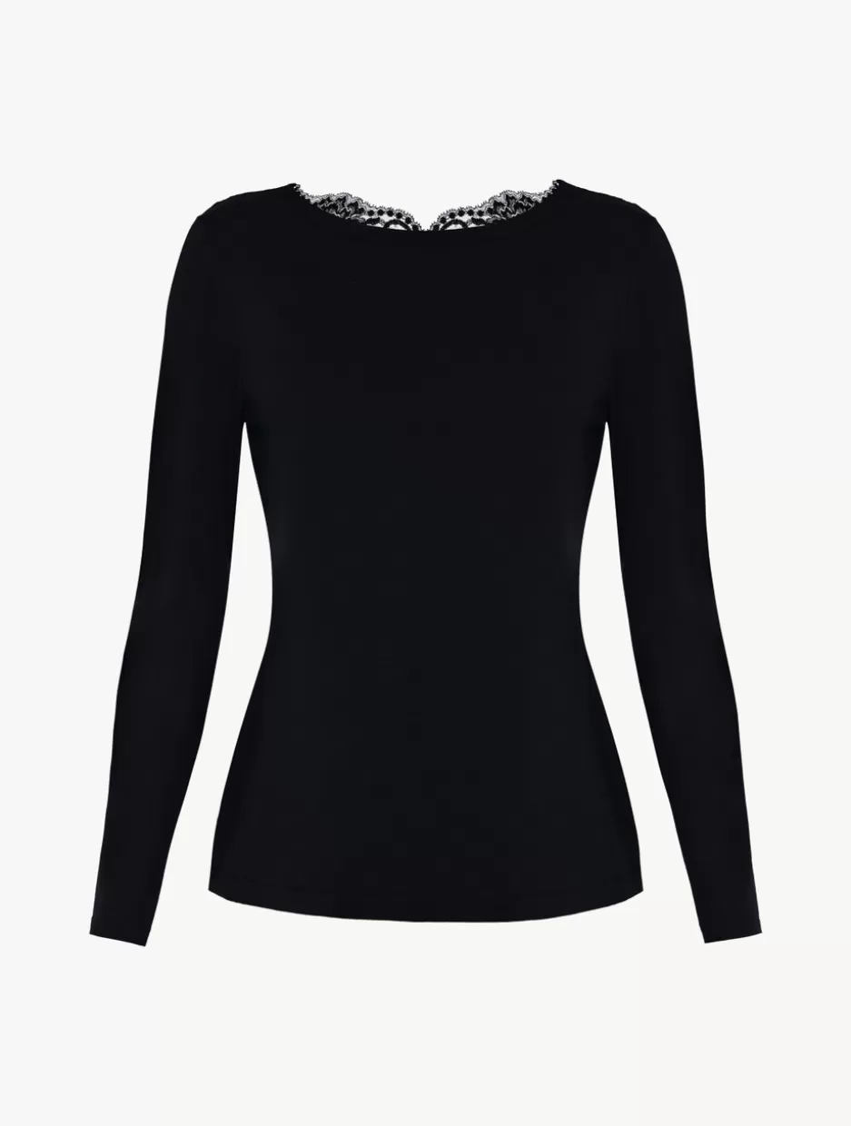 Camisoles | Pajamas-La Perla Cotton Long-sleeved Top Black