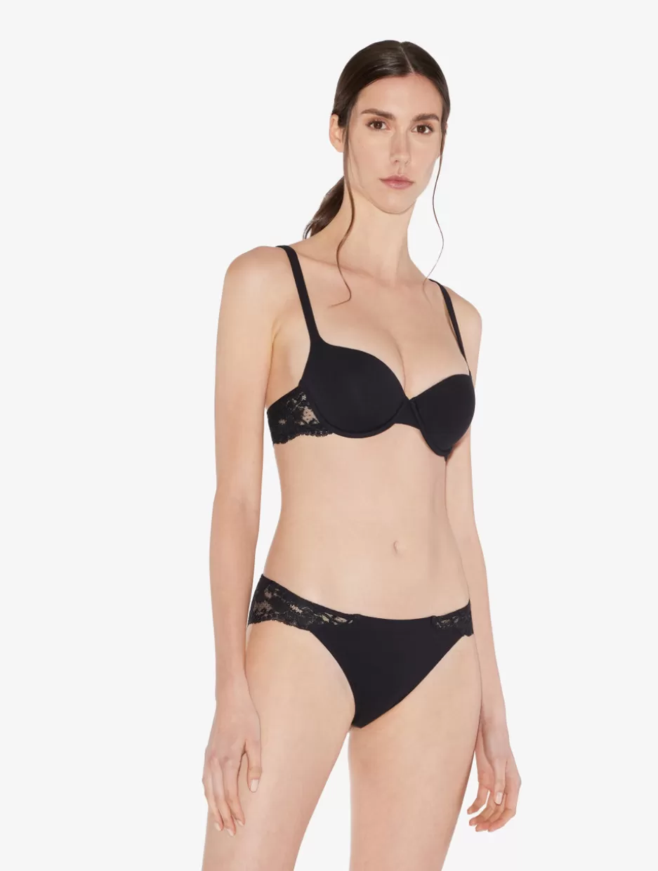 Padded | T-shirt-La Perla Cotton T-shirt Bra Black