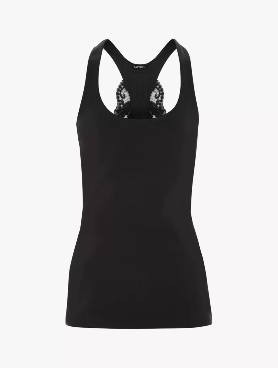 Camisoles | Pajamas-La Perla Cotton Vest Top Black