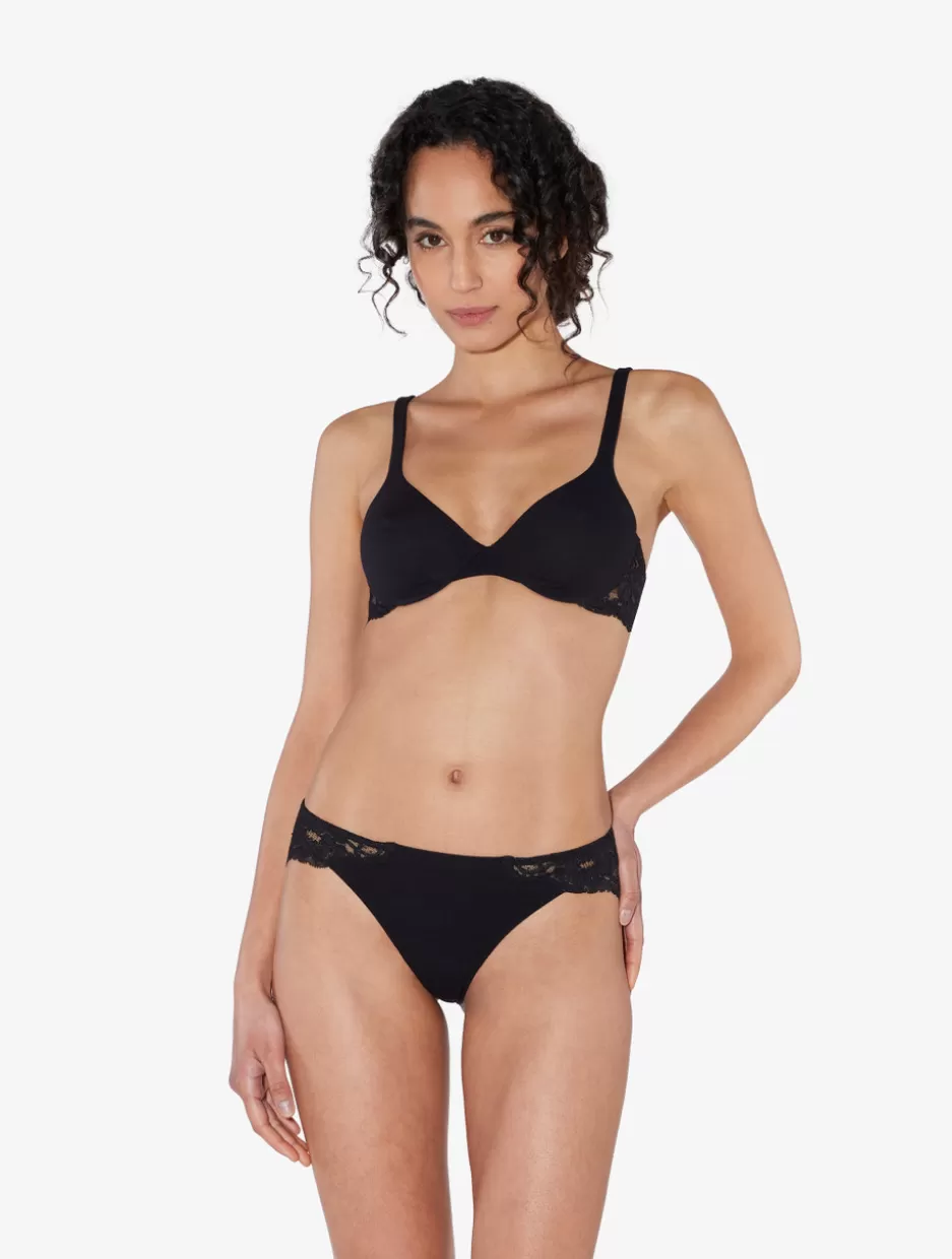 T-shirt | Underwired-La Perla Lace And Cotton Underwired Bra Black