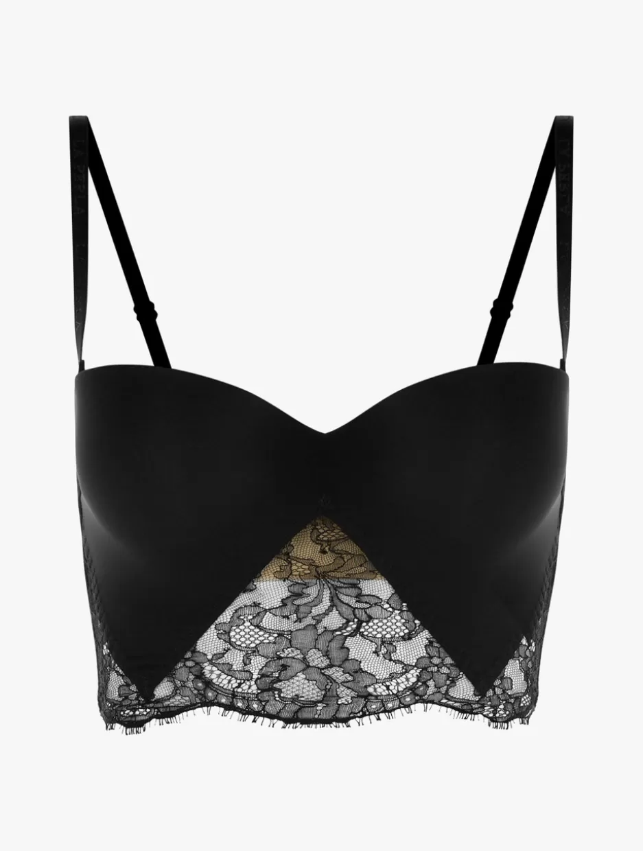 Padded | Strapless & Multiway-La Perla Lycra Strapless Brassiere With Chantilly Lace Black