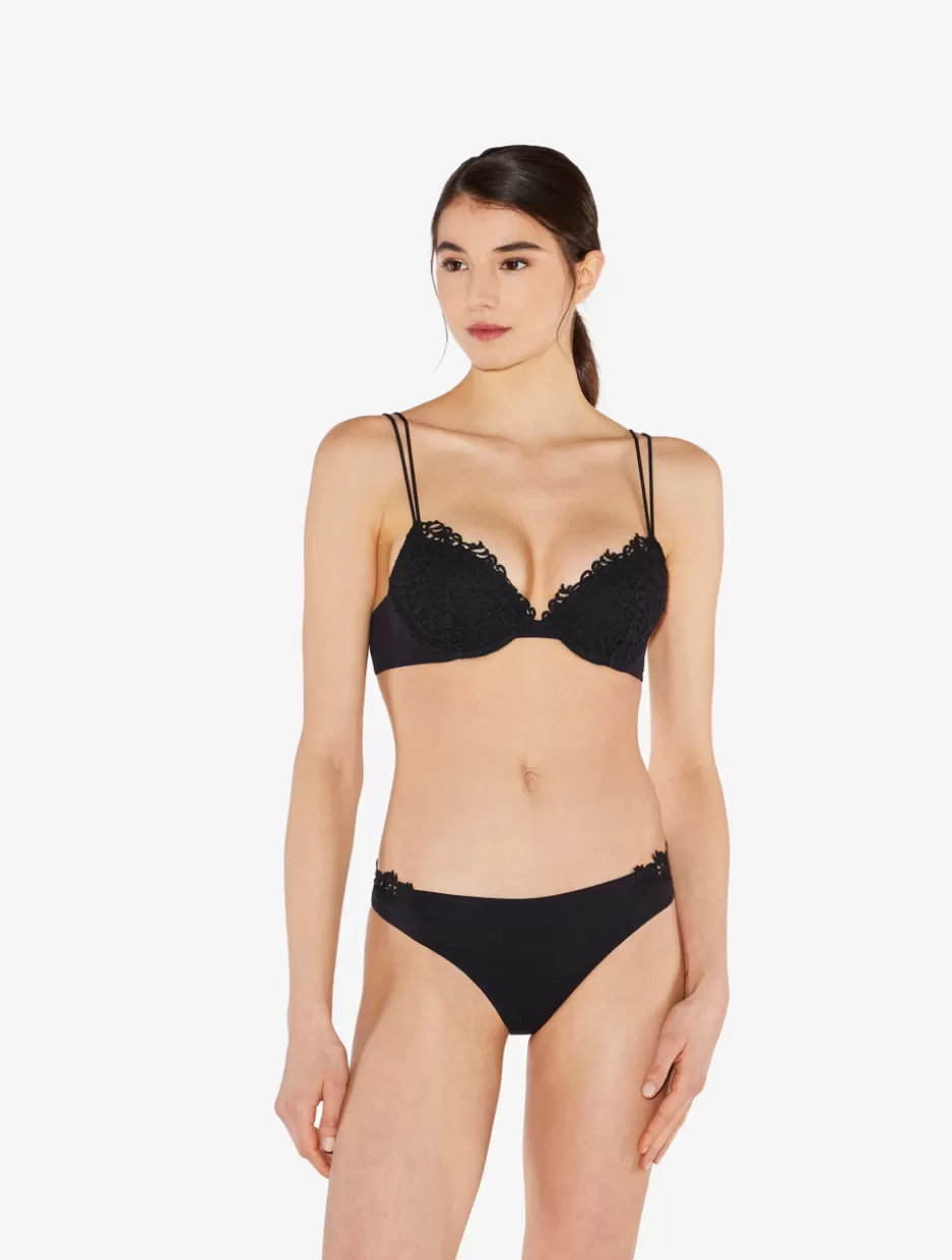 Padded | Push-Up-La Perla Push-up Bra With Macramé Black