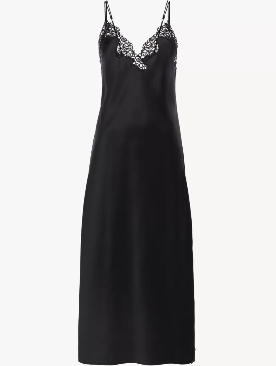 Slips & Dresses | Silk Sleepwear-La Perla Silk Long Nightgown With Macramé Black