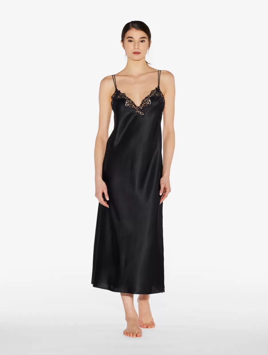 Slips & Dresses | Silk Sleepwear-La Perla Silk Long Nightgown With Macramé Black