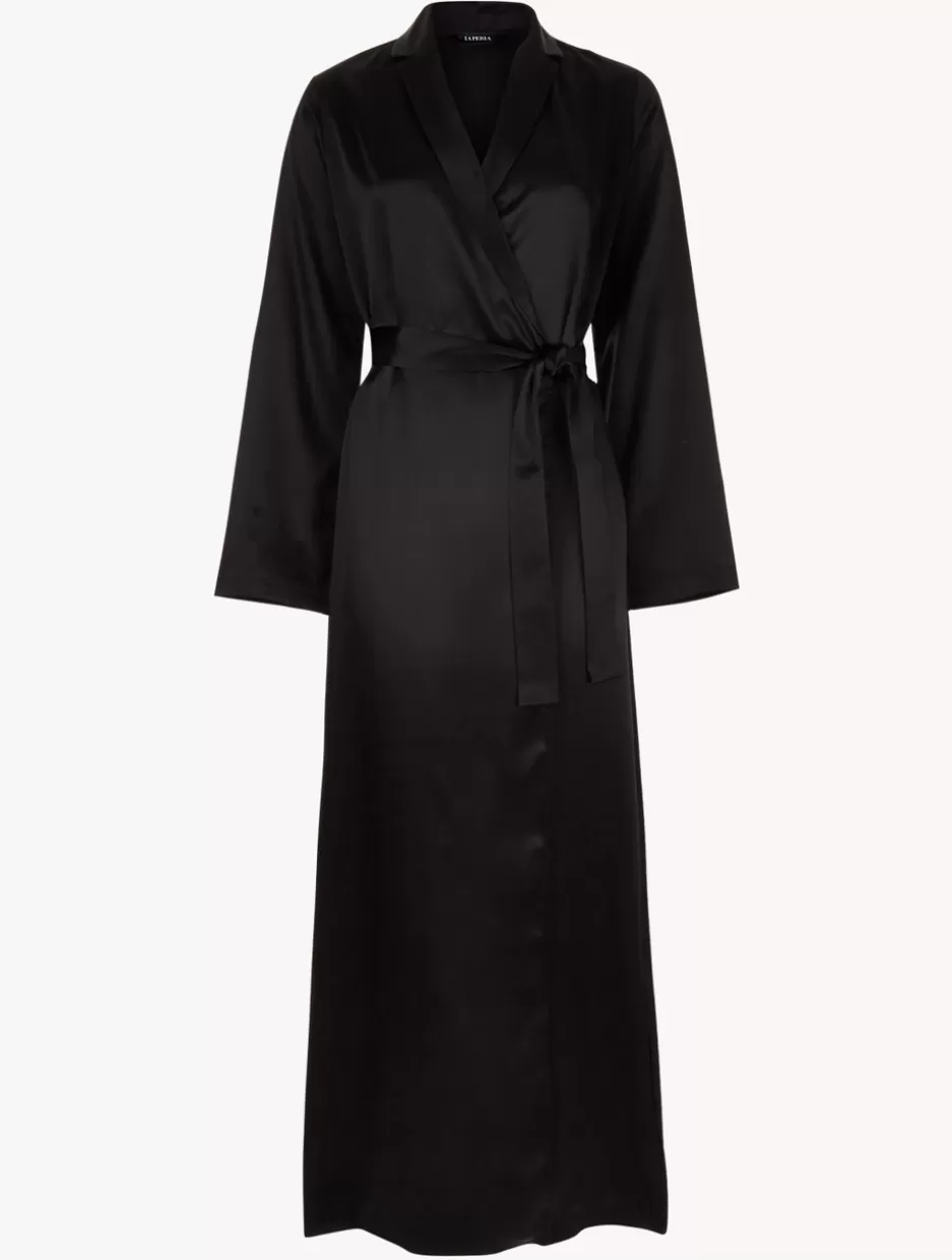 Robes | Silk Sleepwear-La Perla Silk Long Robe Black