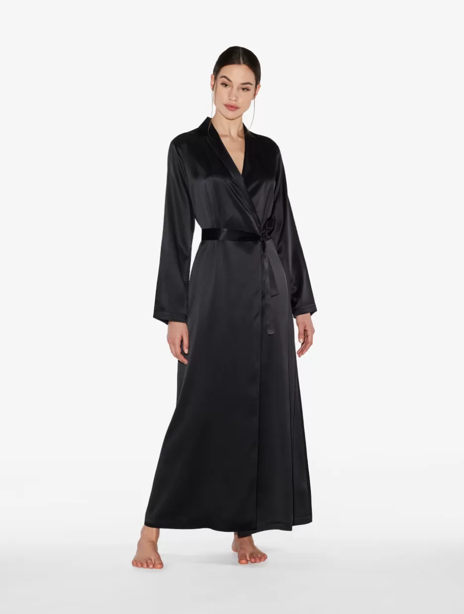 Robes | Silk Sleepwear-La Perla Silk Long Robe Black