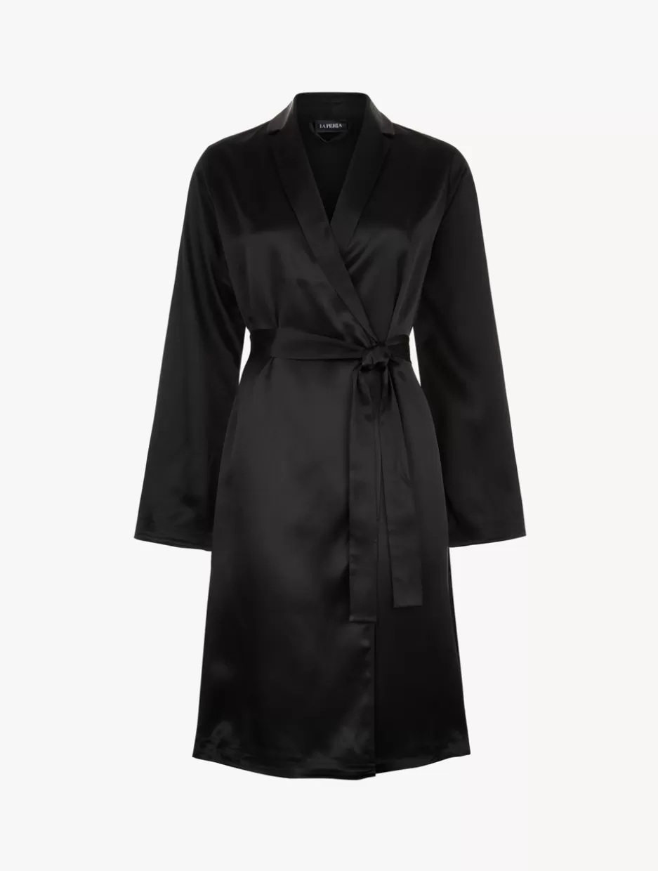 Robes | Silk Sleepwear-La Perla Silk Short Robe Black