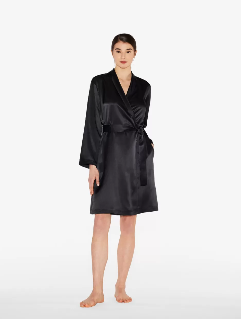 Robes | Silk Sleepwear-La Perla Silk Short Robe Black