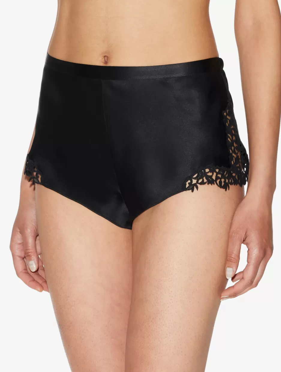Pajamas | Sleep Shorts & Trousers-La Perla Silk Sleep Shorts With Macramé Frastaglio Black