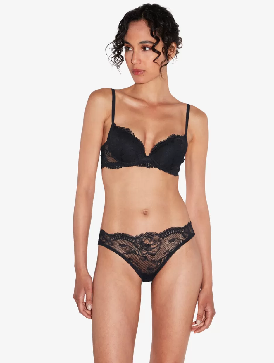 Padded | Push-Up-La Perla Stretch Leavers Lace Push-up Bra Black