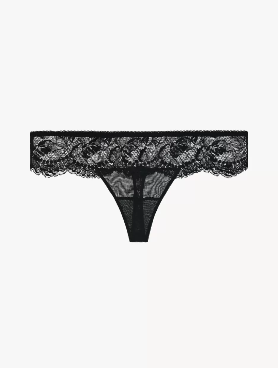 G string & Thong-La Perla Stretch Leavers Lace Thong Black