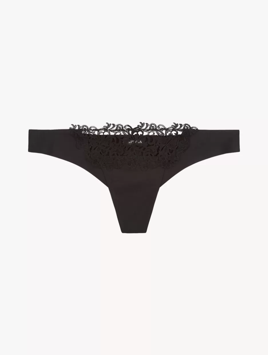 G string & Thong-La Perla Thong With Macramé Black