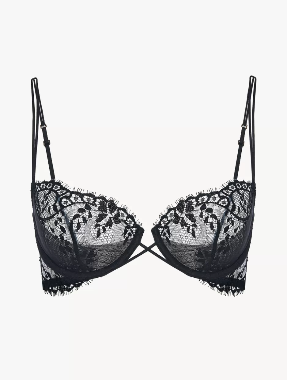 Balconette | Underwired-La Perla Underwired Balconette Bra With Leavers Lace Trim Black