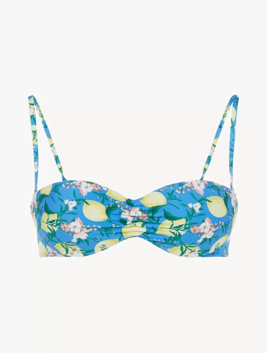 Bikinis-La Perla Printed Bandeau Bikini Top Blue