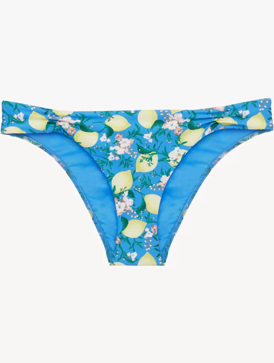 Bikinis-La Perla Printed Bikini Brief With Pleat Detailing Blue