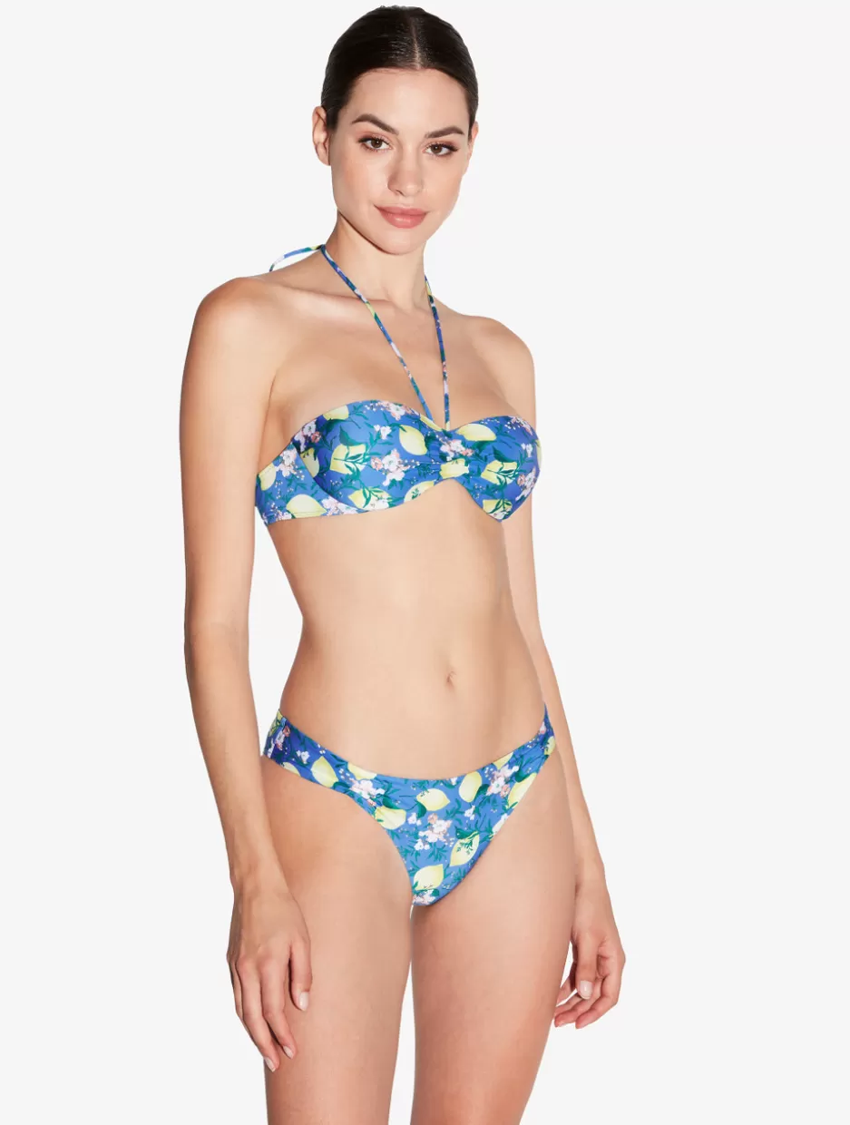 Bikinis-La Perla Printed Bikini Brief With Pleat Detailing Blue