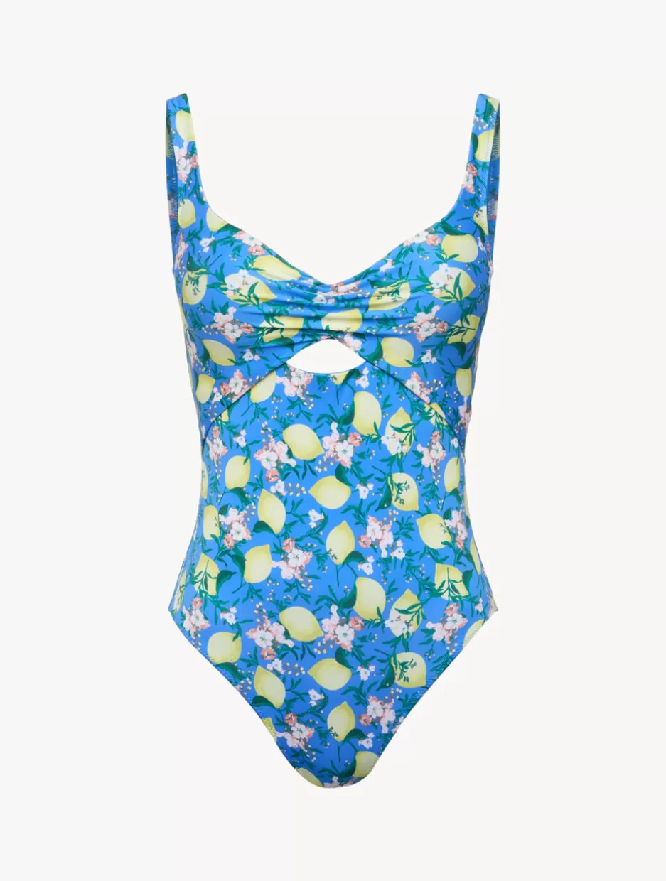 One-Piece Bathing Suits-La Perla Printed Cut-out Swimsuit Blue