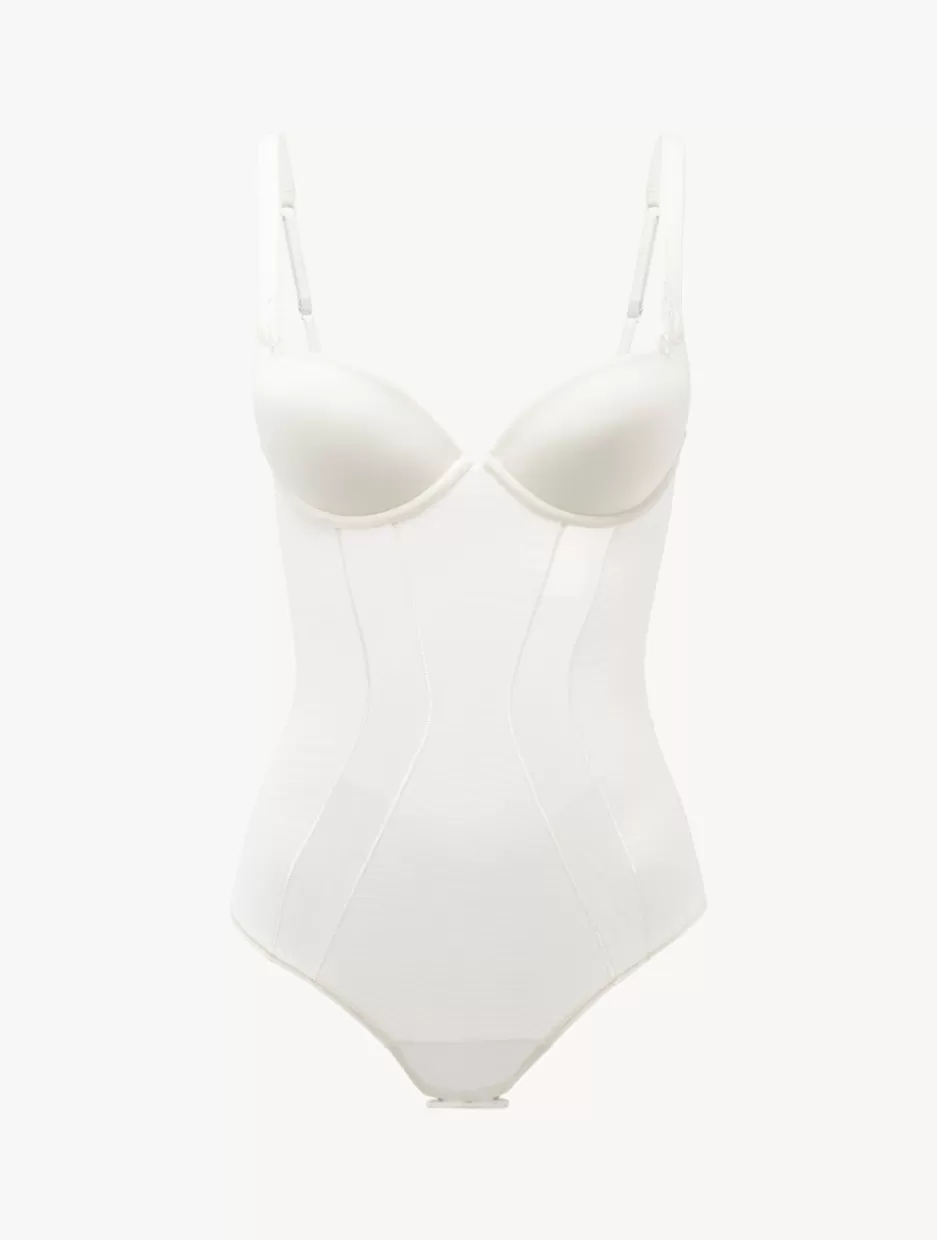 Bodysuits & Bustiers | Shapewear-La Perla Bodysuit In Stretch Tulle Off-White