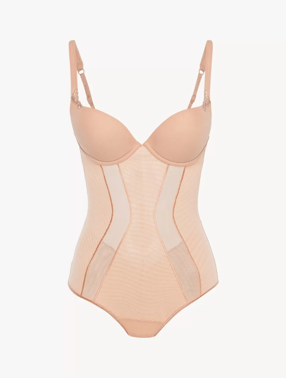 Bodysuits & Bustiers | Shapewear-La Perla Bodysuit In Sand Stretch Tulle Nude