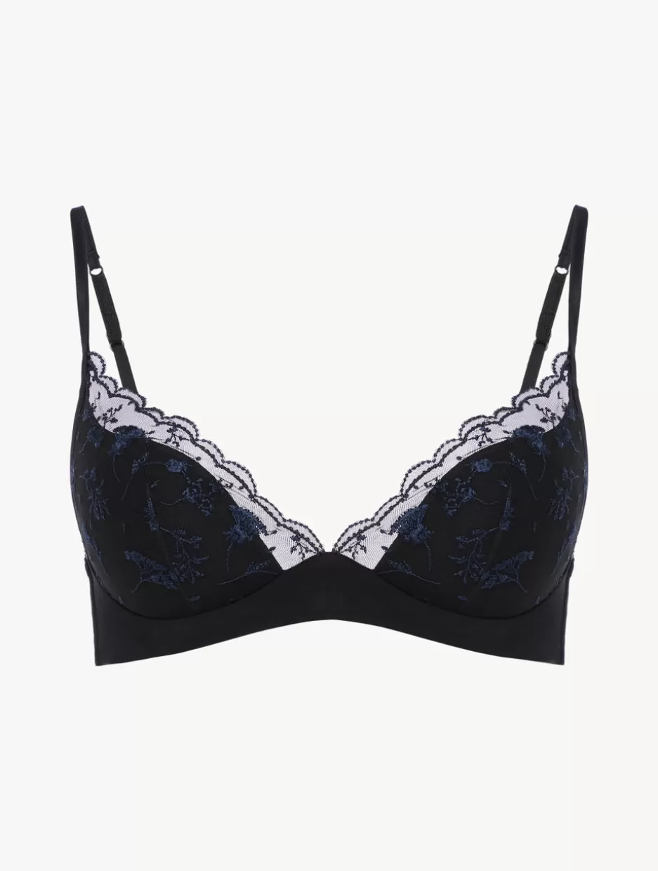 Bralette | Padded-La Perla Bralette In Onyx With Embroidered Tulle Black