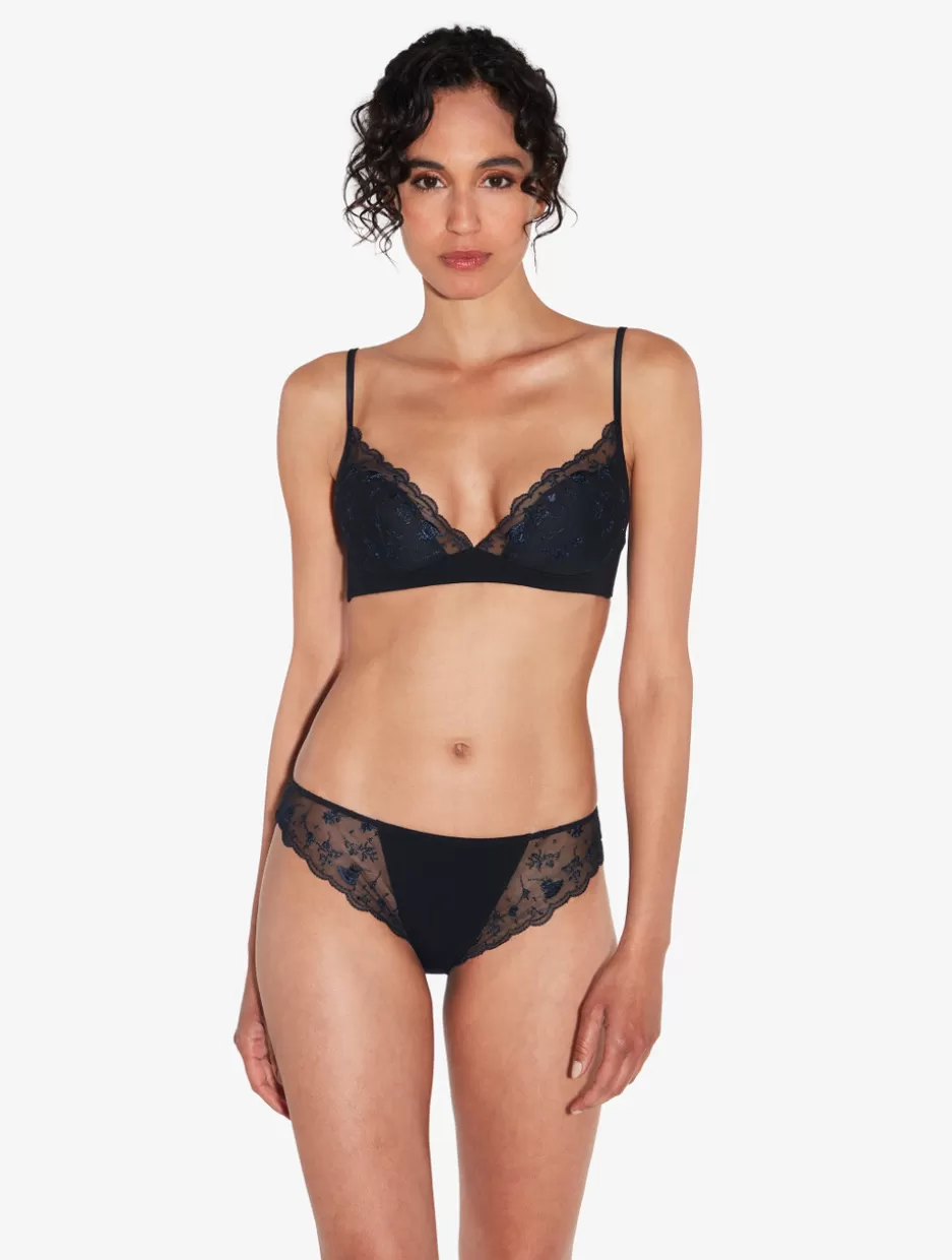 Bralette | Padded-La Perla Bralette In Onyx With Embroidered Tulle Black