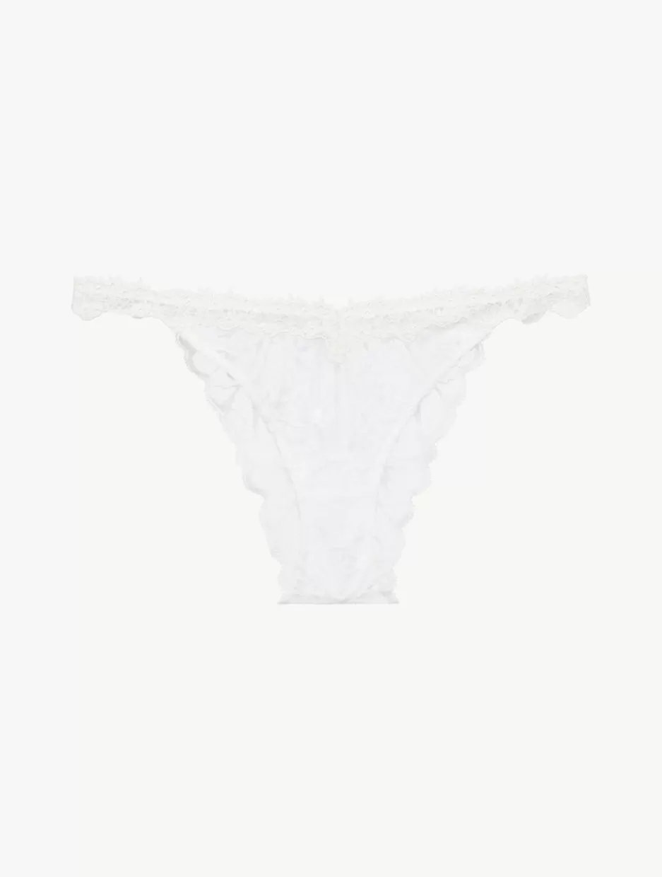 Brazilian-La Perla Brazilian Brief In Off With Leavers Lace White