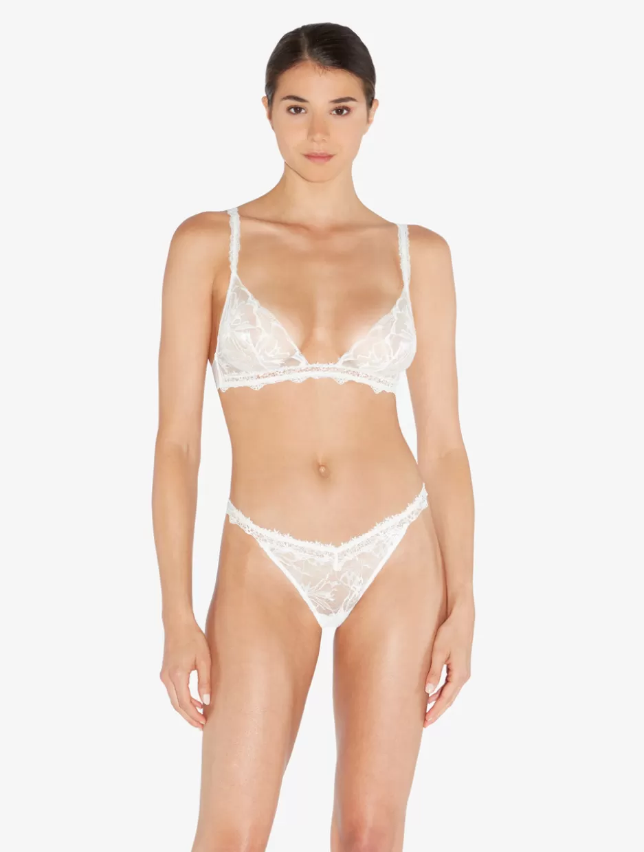 Brazilian-La Perla Brazilian Brief In Off With Leavers Lace White