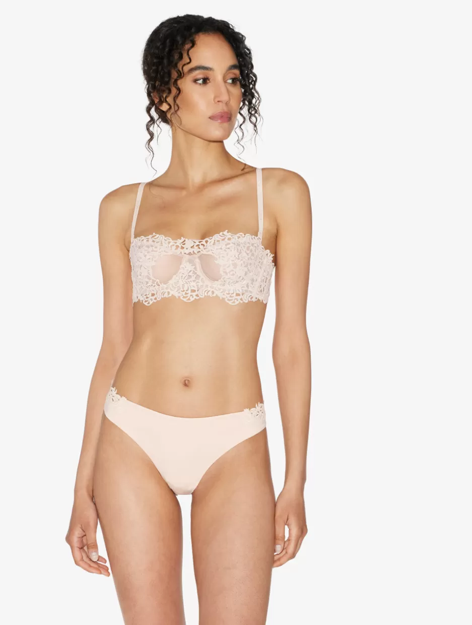 Brazilian-La Perla Brazilian Brief In Rose Beige Lycra With Macrame RoseBeige