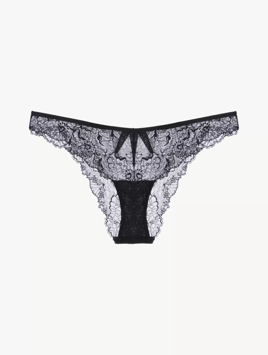 Brazilian-La Perla Brazilian Briefs In With Leavers Lace Black