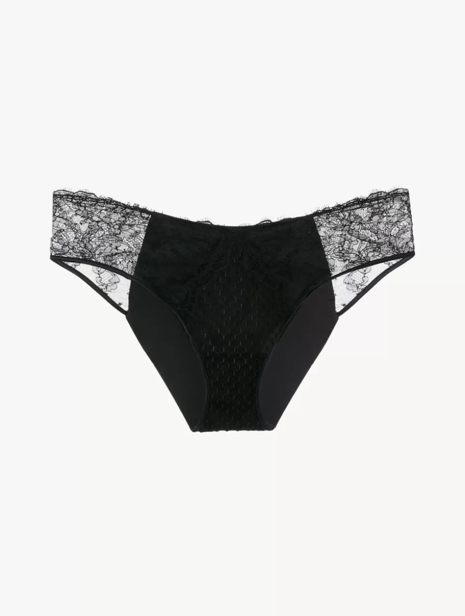 Hipster | Mid-rise-La Perla Brief With Leavers Lace Black