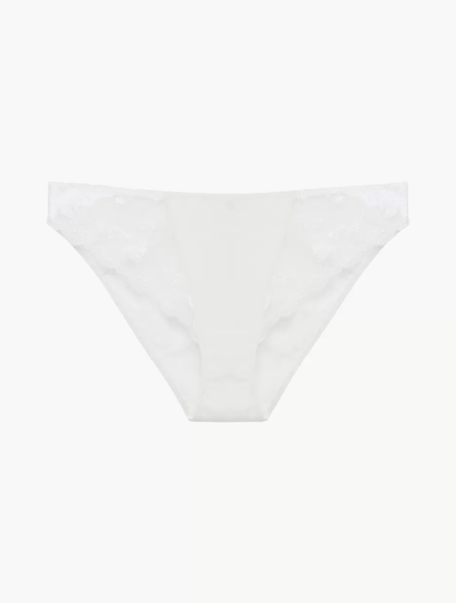 Mid-rise-La Perla Briefs In Lys With Embroidered Tulle OffWhite