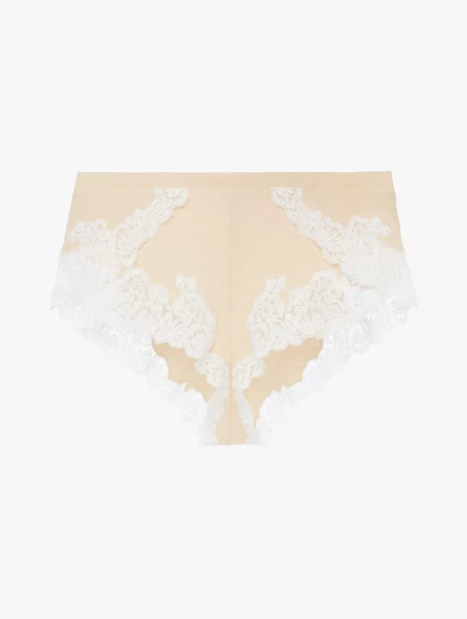 Pajamas | Loungewear-La Perla Cashmere Blend Ribbed Sleep Shorts In Halo With Frastaglio Yellow