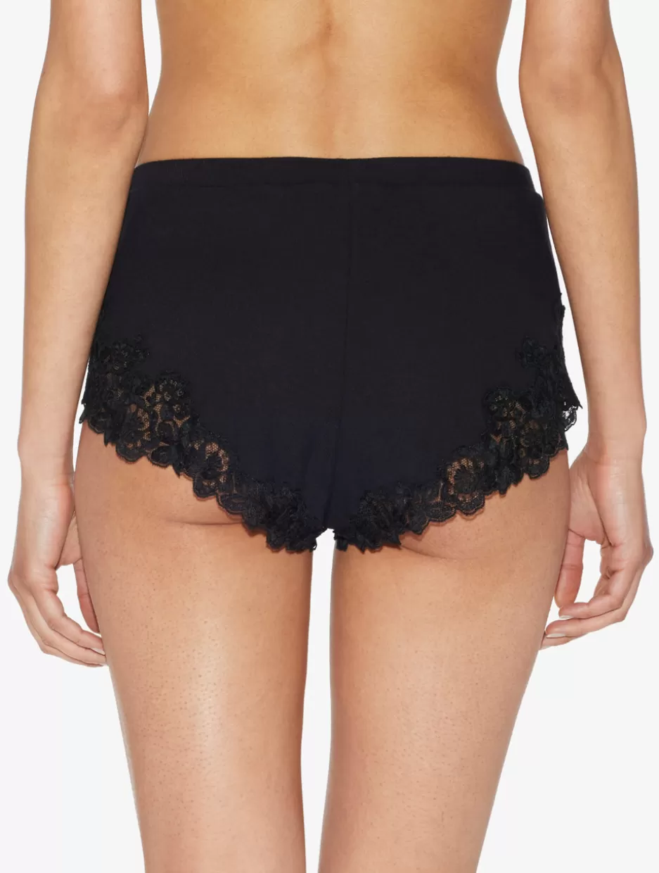 cashmere_blend_ribbed_sleep_shorts_in_onyx_with_frastaglio_11208.webp Pajamas | Loungewear-La Perla Cashmere Blend Ribbed Sleep Shorts In Onyx With Frastaglio Black